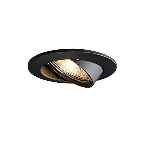 Qazqa - Modern Moderner Einbaustrahler schwarz schwenkbar - Edu I Wohnzimmer I Schlafzimmer - Aluminium Rund - LED geeignet GU10 von Qazqa