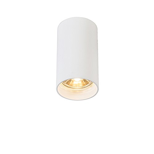 QAZQA - Modern Moderner AufbauSpot I Spotlight I Deckenspot I Deckenstrahler I Strahler I Lampe I Leuchte weiß 5,5 cm GU10 50 mm - Tuba I Wohnzimmer I Schlafzimmer - Stahl Zylinder - LED geeignet GU10 von Qazqa