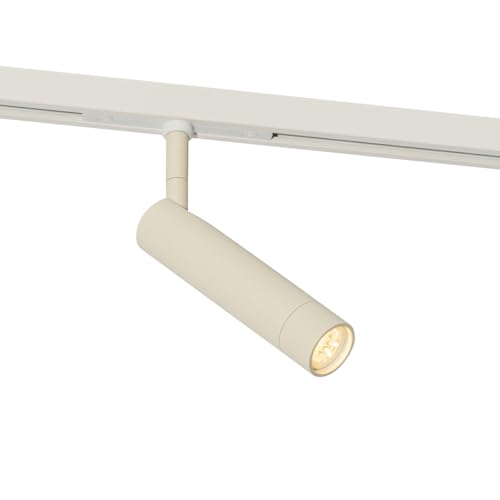 QAZQA - Modern Moderner Spot I Spotlight I Deckenspot I Deckenstrahler I Strahler I Lampe I Leuchte Beige mit Weiß für 1-phasiges Schienensystem Komplettset I Spotlight I Deckenspot I Deckenstrahler I von Qazqa