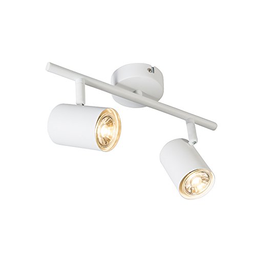 QAZQA - Modern Moderner Spot I Spotlight I Deckenspot I Deckenstrahler I Strahler I Lampe I Leuchte weiß kippbar - Jeana 2-flammig I Wohnzimmer I Schlafzimmer - Stahl Länglich - LED geeignet GU10 QAZQA - Modern Moderner Spot I Spotlight I Deckenspot I Deckenstrahler I Strahler I Lampe I Leuchte weiß kippbar - Jeana 2-flammig I Wohnzimmer I Schlafzimmer - Stahl Länglich - LED geeignet GU10 von Qazqa