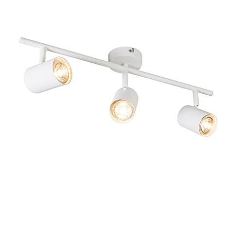 Qazqa - Modern Moderner Deckenstrahler weiß 3-flammig Spotbalken-flammig verstellbar - Jeana I Wohnzimmer I Schlafzimmer - Stahl Länglich - LED geeignet GU10 von Qazqa