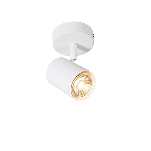 Qazqa - Modern Moderner, neigbarer Deckenstrahler weiß - Jeana I Wohnzimmer I Schlafzimmer - Stahl Rund - LED geeignet GU10 von Qazqa