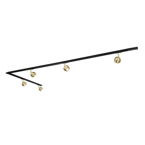 QAZQA - Modern Modernes 1-Phasen-Schienensystem Komplettset I Spotlight I Deckenspot I Deckenstrahler I Strahler 5-flammig schwarz mit Gold I Messing - Gissi I Wohnzimmer I Schlafzimmer - Stahl Längli von Qazqa
