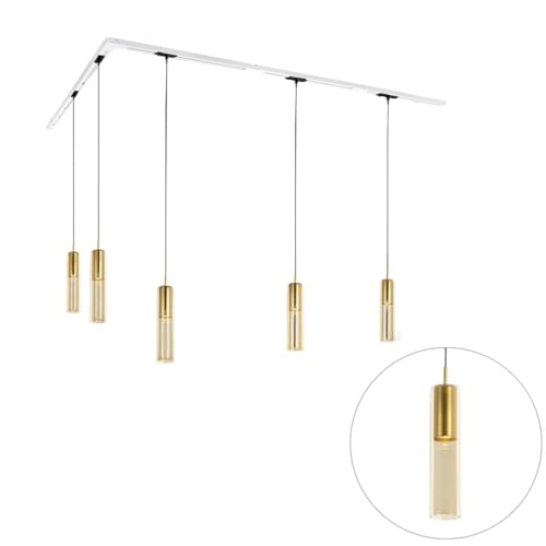 QAZQA - Modern Modernes Schienensystem Komplettset I Spotlight I Deckenspot I Deckenstrahler I Strahler mit 5-flammig Gold I Messingenen Pendelleuchte I Pendellampe I Hängelampe I Pendellampe I Pendel QAZQA - Modern Modernes Schienensystem Komplettset I Spotlight I Deckenspot I Deckenstrahler I Strahler mit 5-flammig Gold I Messingenen Pendelleuchte I Pendellampe I Hängelampe I Pendellampe I Pendel von Qazqa
