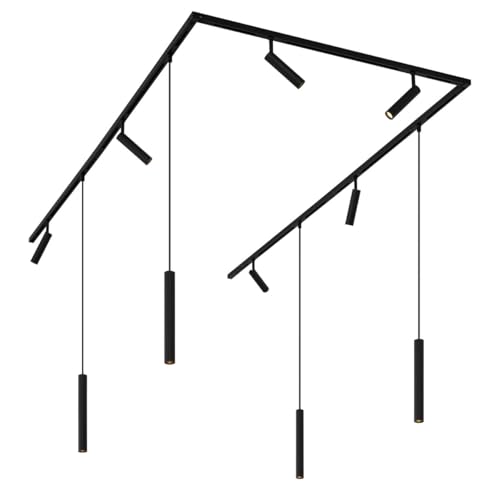 QAZQA - Modern Modernes Schienensystem Komplettset I Spotlight I Deckenspot I Deckenstrahler I Strahler mit 6 Spot I Spotlight I Deckenspot I Deckenstrahler I Strahler I Lampe I Leuchten und 4 Pendell QAZQA - Modern Modernes Schienensystem Komplettset I Spotlight I Deckenspot I Deckenstrahler I Strahler mit 6 Spot I Spotlight I Deckenspot I Deckenstrahler I Strahler I Lampe I Leuchten und 4 Pendell von Qazqa