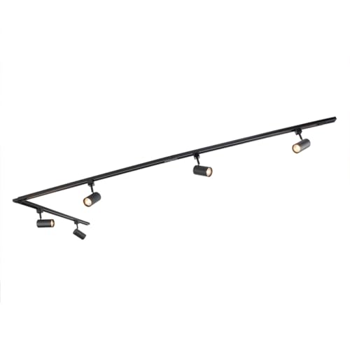 QAZQA - Modern Modernes Schienensystem Komplettset I Spotlight I Deckenspot I Deckenstrahler I Strahler mit 5-flammig Spot I Spotlight I Deckenspot I Deckenstrahler I Strahler I Lampe I Leuchten Schwa von Qazqa