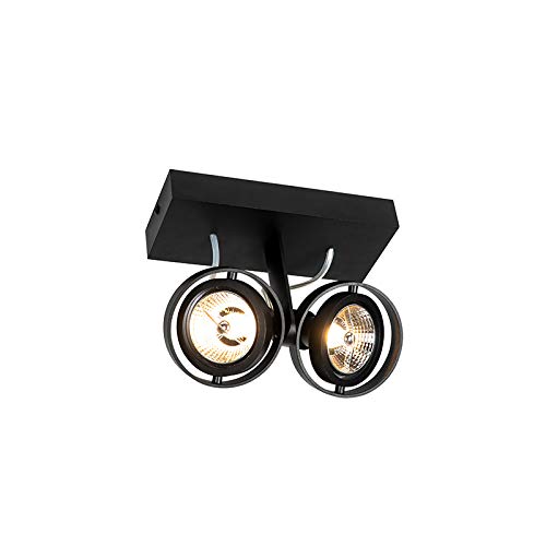 QAZQA - Modern Modernes Spot I Spotlight I Deckenspot I Deckenstrahler I Strahler I Lampe I Leuchteschwarz 2-flammig-Licht - Master 70 I Wohnzimmer I Schlafzimmer - Aluminium Länglich - LED geeignet G von Qazqa