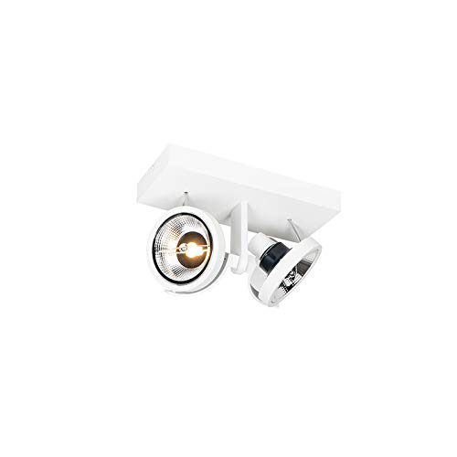 QAZQA - Modern Modernes Spot I Spotlight I Deckenspot I Deckenstrahler I Strahler I Lampe I Leuchteweiß 2-flammig-Licht - Master 111 I Wohnzimmer I Schlafzimmer - Aluminium Länglich - LED geeignet GU1 von Qazqa