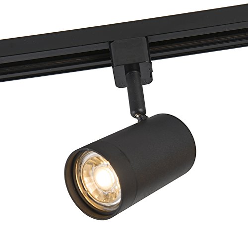 QAZQA - Modern Moderner StromschienenSpot I Spotlight I Deckenspot I Deckenstrahler I Strahler I Lampe I Leuchte 1-phasig schwarz - Iconic Jeana I Wohnzimmer I Schlafzimmer - Stahl Rund - LED geeignet von Qazqa