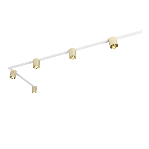 QAZQA - Modern Schienensystem Komplettset I Spotlight I Deckenspot I Deckenstrahler I Strahler Gold I Messing und Weiß mit 5-flammig Spot I Spotlight I Deckenspot I Deckenstrahler I Strahler I Lampe I QAZQA - Modern Schienensystem Komplettset I Spotlight I Deckenspot I Deckenstrahler I Strahler Gold I Messing und Weiß mit 5-flammig Spot I Spotlight I Deckenspot I Deckenstrahler I Strahler I Lampe I von Qazqa