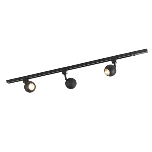 QAZQA - Modern Schienensystem Komplettset I Spotlight I Deckenspot I Deckenstrahler I Strahler Gissi 3-flammig Spotbalken schwarz I Wohnzimmer I Schlafzimmer - Stahl Länglich - LED geeignet GU10 von Qazqa