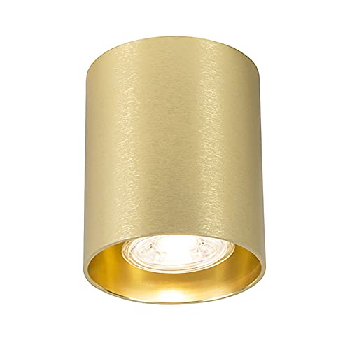 QAZQA - Modern Smart Spot I Spotlight I Deckenspot I Deckenstrahler I Strahler I Lampe I Leuchte Gold I Messing inkl. WiFi GU10 - Tubo Dimmer I Dimmbar I Wohnzimmer I Schlafzimmer - Aluminium Rund - L von Qazqa