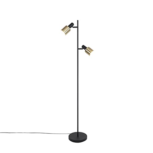 QAZQA - Modern Smarte Stehleuchte I Stehlampe I Standleuchte I Lampe I Leuchte schwarz mit Gold I Messing inkl. 2 Wifi A60 - Stijn Dimmer I Dimmbar I Wohnzimmer I Schlafzimmer - Stahl Länglich - LED g QAZQA - Modern Smarte Stehleuchte I Stehlampe I Standleuchte I Lampe I Leuchte schwarz mit Gold I Messing inkl. 2 Wifi A60 - Stijn Dimmer I Dimmbar I Wohnzimmer I Schlafzimmer - Stahl Länglich - LED g von Qazqa
