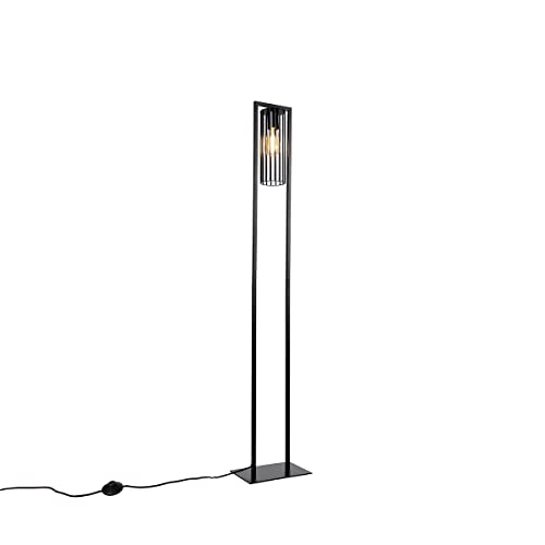 QAZQA - Modern Smarte moderne Stehleuchte I Stehlampe I Standleuchte I Lampe I Leuchte schwarz inkl. Wifi ST64 - Balenco Wazo Dimmer I Dimmbar I Wohnzimmer I Schlafzimmer - Stahl Länglich - LED geeign von Qazqa