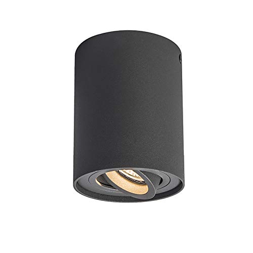 QAZQA - Modern Spot I Spotlight I Deckenspot I Deckenstrahler I Strahler I Lampe I Leuchte dunkelgrau dreh- und neigbar - Rondoo up I Wohnzimmer I Schlafzimmer - Aluminium Zylinder - LED geeignet GU10 von Qazqa