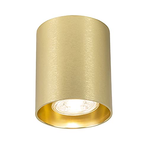Qazqa - Modern Spot I Spotlight I Deckenspot I Deckenstrahler I Strahler I Lampe I Leuchte Gold I Messing - Tubo 1 I Wohnzimmer I Schlafzimmer - Aluminium Rund - LED geeignet GU10 von Qazqa