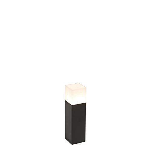 Qazqa - Modern Stehende Außenlampe schwarz mit opalweißem Schirm 30 cm - Dänemark I Außenbeleuchtung - Aluminium Rechteckig - LED geeignet E27 von Qazqa