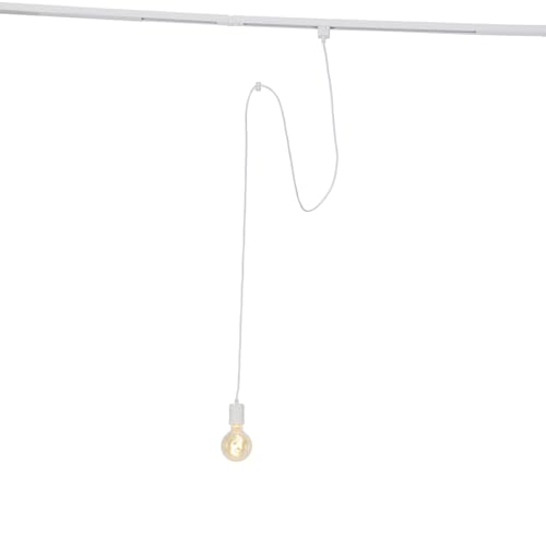 QAZQA - Modern Weiße Hängelampe I Pendellampe I Puristische Pendelleuchte für Schienensystem Komplettset I Spotlight I Deckenspot I Deckenstrahler I Strahler 1-phasig - Iconic Cavalux I Wohnzimmer I S von Qazqa
