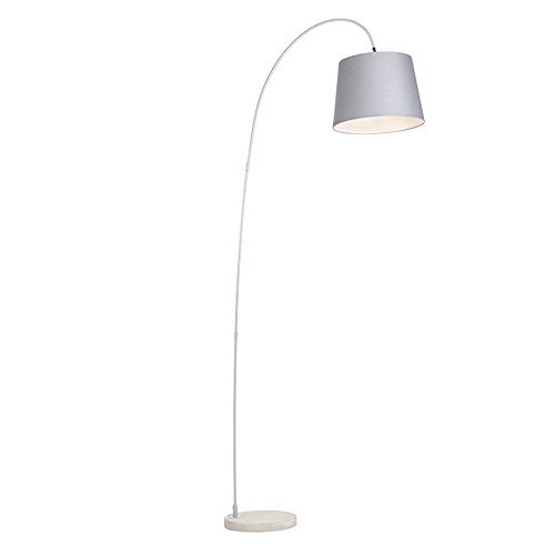 Qazqa - Moderne Bogenlampe mit grauem Schirm - Bend I Wohnzimmer I Schlafzimmer - Stahl Länglich - LED geeignet E27 Qazqa - Moderne Bogenlampe mit grauem Schirm - Bend I Wohnzimmer I Schlafzimmer - Stahl Länglich - LED geeignet E27 von Qazqa