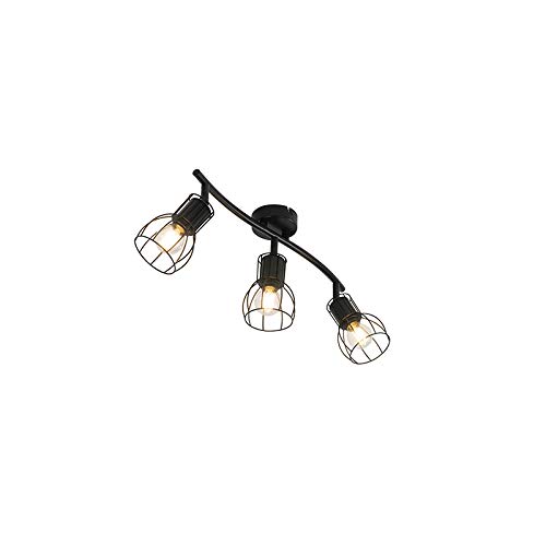 QAZQA - Moderne Deckenleuchte I Deckenlampe I Lampe I Leuchte schwarz 63-flammig Spotbalken cm 3-flammig Spotbalken-Licht verstellbar - Botu I Wohnzimmer I Schlafzimmer - Stahl Länglich - LED geeignet von Qazqa