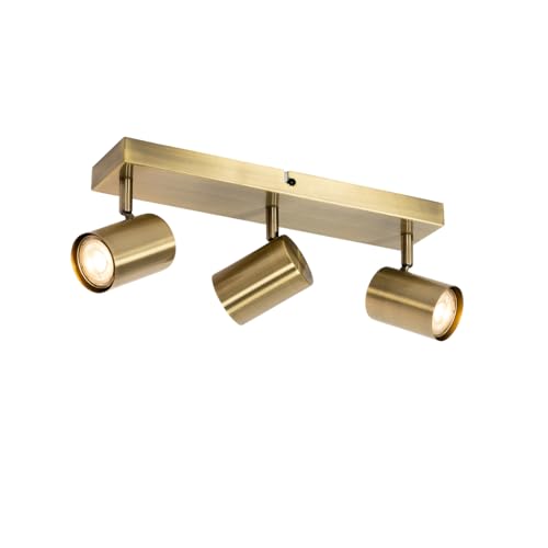 QAZQA - Moderne Deckenleuchte I Deckenlampe I Lampe I Leuchte Bronze 3-flammig Spotbalken-flammig verstellbar rechteckig - Jeana I Wohnzimmer I Schlafzimmer - Stahl Rechteckig - LED geeignet GU10 von Qazqa
