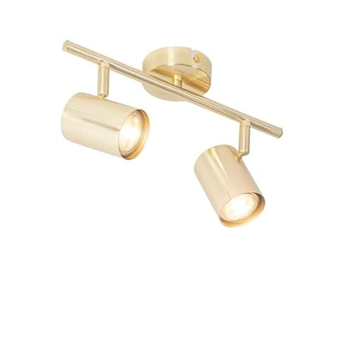 Qazqa - Moderne Deckenleuchte I Deckenlampe I Lampe I Leuchte Messing 2-flammig-flammig verstellbar - Jeana I Wohnzimmer I Schlafzimmer - Stahl Länglich - LED geeignet GU10 Qazqa - Moderne Deckenleuchte I Deckenlampe I Lampe I Leuchte Messing 2-flammig-flammig verstellbar - Jeana I Wohnzimmer I Schlafzimmer - Stahl Länglich - LED geeignet GU10 von Qazqa