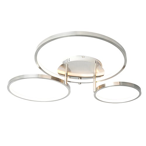 QAZQA - Moderne Deckenleuchte I Deckenlampe I Lampe I Leuchte aus Stahl I Silber I nickel matt inkl. LED und Dimmer - Rondas Dimmer I Dimmbar I Wohnzimmer I Schlafzimmer - Aluminium Organisch - I (nic von Qazqa