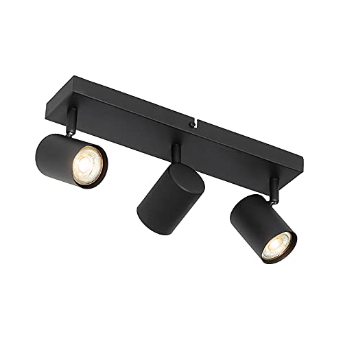 Qazqa - Moderne Deckenleuchte I Deckenlampe I Lampe I Leuchte schwarz 3-flammig Spotbalken-flammig verstellbar rechteckig - Jeana I Wohnzimmer I Schlafzimmer - Stahl Rechteckig - LED geeignet GU10 von Qazqa
