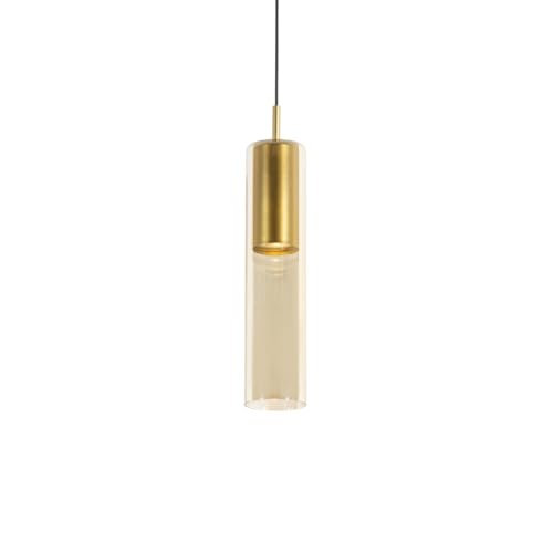 QAZQA - Moderne Gold I Messingene Pendelleuchte I Pendellampe I Hängelampe I Pendellampe I Pendelleuchte I Lampe I Leuchte für 1-phasiges Schienensystem Komplettset I Spotlight I Deckenspot I Deckenst von Qazqa