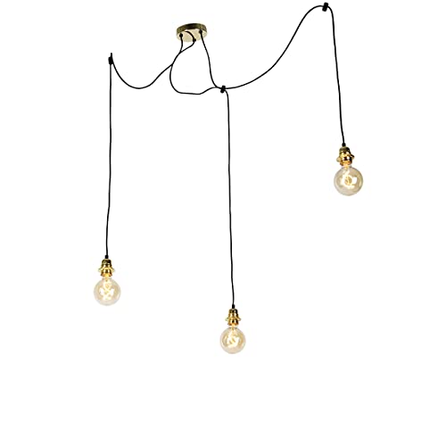 Qazqa - Moderne Hängelampe I Pendellampe I Puristische Pendelleuchte Gold I Messing - Cava 3-flammig I Wohnzimmer I Schlafzimmer - Stahl Rund I Länglich - LED geeignet E27 von Qazqa