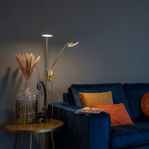QAZQA - Moderne Stehleuchte mit Leseleuchte I Stehlampe I Standleuchte I Lampe I Leuchte Bronze mit Leselampe inkl. LED - Eva Dimmer I Dimmbar I Wohnzimmer I Schlafzimmer - Stahl Länglich - I (nicht a QAZQA - Moderne Stehleuchte mit Leseleuchte I Stehlampe I Standleuchte I Lampe I Leuchte Bronze mit Leselampe inkl. LED - Eva Dimmer I Dimmbar I Wohnzimmer I Schlafzimmer - Stahl Länglich - I (nicht a von Qazqa