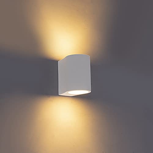 Qazqa - Moderne Wandlampe weiß - Gypsy Tubo I Wohnzimmer I Schlafzimmer - Gips Zylinder - LED geeignet G9 von Qazqa
