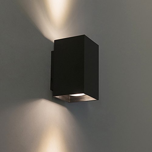 Qazqa - Moderne Wandleuchte quadratisch schwarz - SandyI 2-flammig I Wohnzimmer I Schlafzimmer I Up & Down - Stahl Rechteckig - LED geeignet GU10 von Qazqa
