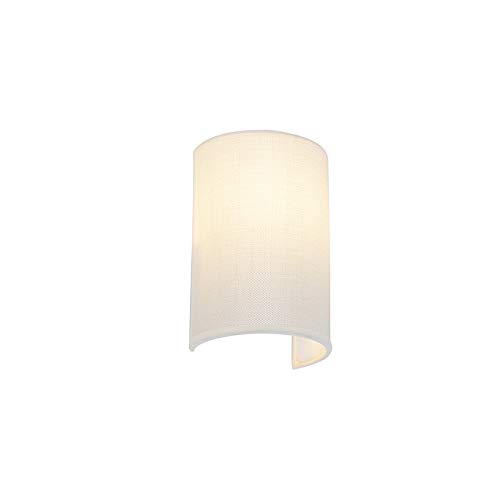Qazqa - Moderne Wandleuchte weiß - Simple Drum mit Schirm Jute I Wohnzimmer I Schlafzimmer - Textil Länglich I Rund - LED geeignet E27 Qazqa - Moderne Wandleuchte weiß - Simple Drum mit Schirm Jute I Wohnzimmer I Schlafzimmer - Textil Länglich I Rund - LED geeignet E27 von Qazqa