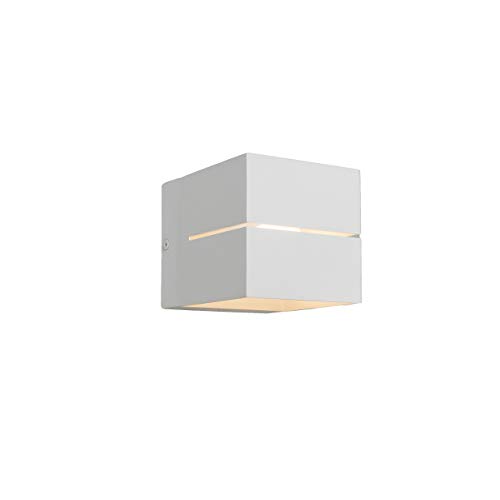 Qazqa - Moderne Wandleuchte weiß 9,7 cm – Transfer Groove I Wohnzimmer I Schlafzimmer I Up I Down - Aluminium Quadratisch - LED geeignet G9 von Qazqa