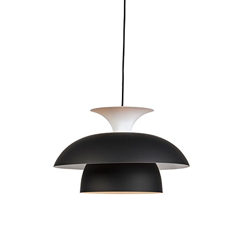 QAZQA - Moderne runde Pendelleuchte I Pendellampe I Hängelampe I Pendellampe I Pendelleuchte I Lampe I Leuchte schwarz mit weiß 3 - Schichten - Titus I Wohnzimmer I Schlafzimmer - Aluminium Rund - LED von Qazqa