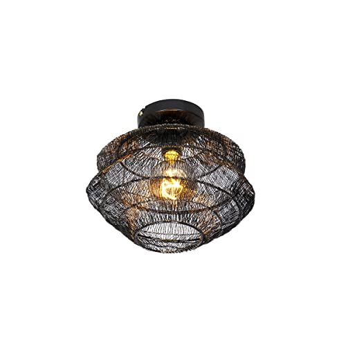 Qazqa - Orientalisch Orientalische Deckenlampe schwarz 25 cm - Vadi I Wohnzimmer I Schlafzimmer - Stahl Rund - LED geeignet E27 von Qazqa