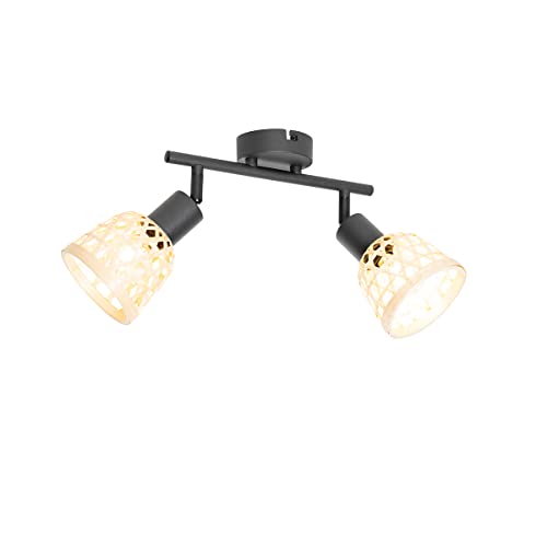 QAZQA - Orientalisch Orientalischer Spot I Spotlight I Deckenspot I Deckenstrahler I Strahler I Lampe I Leuchte schwarz mit Bambus 2-flammig-flammig - Rayan I Wohnzimmer I Schlafzimmer - Bamboo Längli QAZQA - Orientalisch Orientalischer Spot I Spotlight I Deckenspot I Deckenstrahler I Strahler I Lampe I Leuchte schwarz mit Bambus 2-flammig-flammig - Rayan I Wohnzimmer I Schlafzimmer - Bamboo Längli von Qazqa