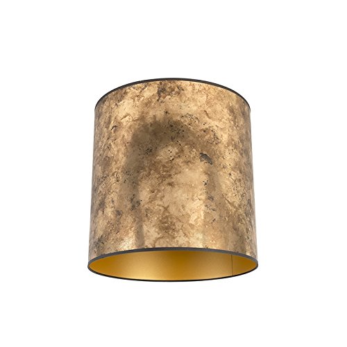 QAZQA Polyester Lampenschirm Bronze 40I40I40 mit Gold I Messingenem Interieur, Schirm Pendelleuchte,Schirm Stehleuchte von Qazqa