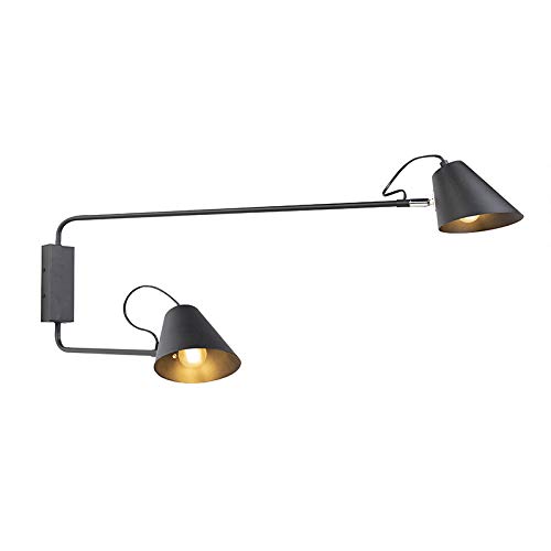 Qazqa - Retro Design Wandleuchte schwarz 2-flammig-Licht einstellbar - Lune I Wohnzimmer I Schlafzimmer - Stahl Länglich - LED geeignet E27 Qazqa - Retro Design Wandleuchte schwarz 2-flammig-Licht einstellbar - Lune I Wohnzimmer I Schlafzimmer - Stahl Länglich - LED geeignet E27 von Qazqa