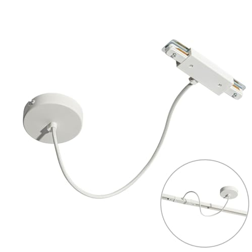QAZQA - Stromzufuhr mit runder Montageplatte für 1-phasige Schiene weiß - Iconic I Wohnzimmer I Schlafzimmer - Stahl Rund - LED geeignet QAZQA - Stromzufuhr mit runder Montageplatte für 1-phasige Schiene weiß - Iconic I Wohnzimmer I Schlafzimmer - Stahl Rund - LED geeignet von Qazqa