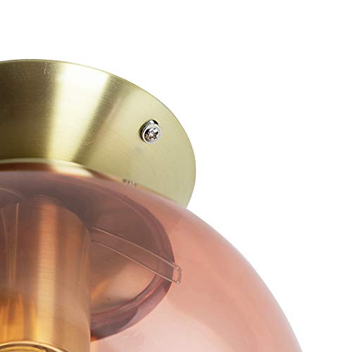 Qazqa - Art Deco Art Deco Deckenlampe Messing mit rosa Glas - Pallon I Wohnzimmer I Schlafzimmer - Kugel I Kugelförmig - LED geeignet E27 von Qazqa