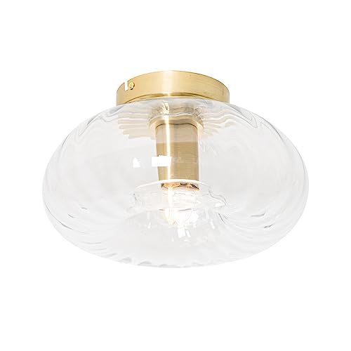 Qazqa - Art Deco Art-Deco-Deckenleuchte I Deckenlampe I Lampe I Leuchte Gold I Messing mit Glas - Ayesha I Wohnzimmer I Schlafzimmer - Rund - LED geeignet E27 von Qazqa