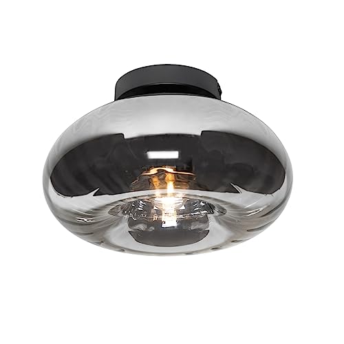 Qazqa - Art Deco Art-Deco-Deckenleuchte I Deckenlampe I Lampe I Leuchte schwarz mit Rauchglas - Ayesha I Wohnzimmer I Schlafzimmer - Rund - LED geeignet E27 Qazqa - Art Deco Art-Deco-Deckenleuchte I Deckenlampe I Lampe I Leuchte schwarz mit Rauchglas - Ayesha I Wohnzimmer I Schlafzimmer - Rund - LED geeignet E27 von Qazqa