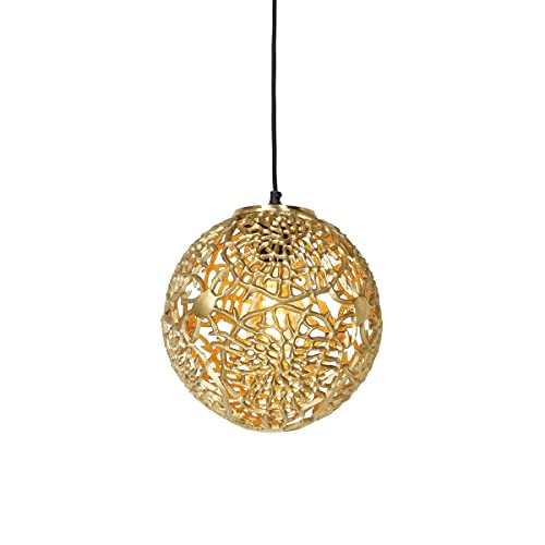 Qazqa - Art Deco Art-Deco-Hängeleuchte Gold I Messing mit Schwarz - Maro I Wohnzimmer I Schlafzimmer - Aluminium Rund - LED geeignet E27 von Qazqa