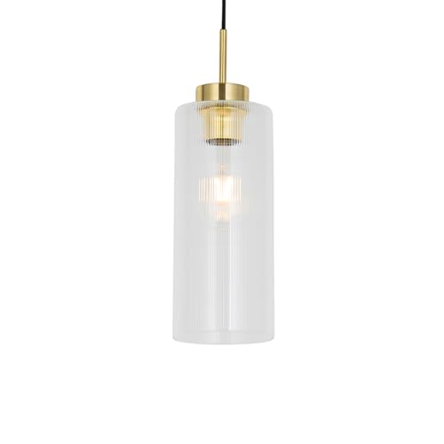 Qazqa - Art Deco Art-Deco-Hängelampe I Pendellampe I Pendelleuchte Gold I Messing mit Glas - Laura I Wohnzimmer I Schlafzimmer - Rund I Länglich - LED geeignet E27 von Qazqa