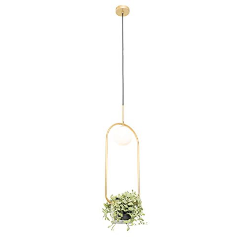 Qazqa - Art Deco Art-Deco-Hängelampe I Pendellampe I Pendelleuchte Gold I Messing mit weißem Glas - Isabella I Wohnzimmer I Schlafzimmer - Stahl Oval - LED geeignet G9 von Qazqa