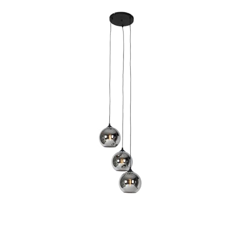 Qazqa - Art Deco Art Deco Hängelampe I Pendellampe I Pendelleuchte schwarz mit Rauchglas 3-flammig Lichter - Wallace I Wohnzimmer I Schlafzimmer - Rund - LED geeignet E27 Qazqa - Art Deco Art Deco Hängelampe I Pendellampe I Pendelleuchte schwarz mit Rauchglas 3-flammig Lichter - Wallace I Wohnzimmer I Schlafzimmer - Rund - LED geeignet E27 von Qazqa