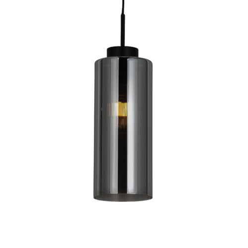 Qazqa - Art Deco Art Deco Hängelampe I Pendellampe I Pendelleuchte schwarz mit Rauchglas - Laura I Wohnzimmer I Schlafzimmer - Länglich I Rund - LED geeignet E27 von Qazqa