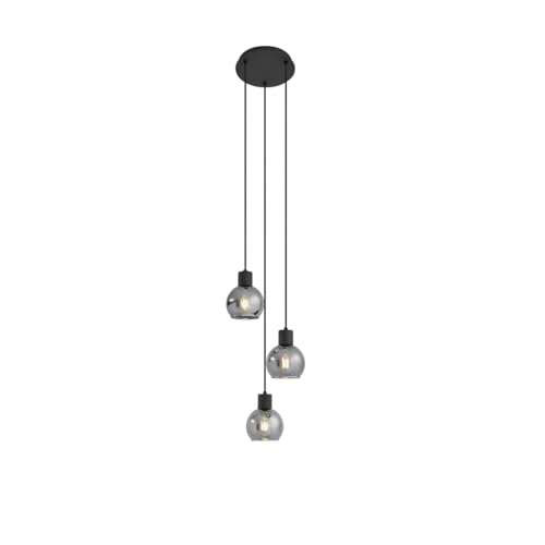 Qazqa - Art Deco Art-Deco-Hängelampe I Pendellampe I Pendelleuchte schwarz mit Rauchglas rund 3-flammig - Vidro I Wohnzimmer I Schlafzimmer - Rund - LED geeignet E27 Qazqa - Art Deco Art-Deco-Hängelampe I Pendellampe I Pendelleuchte schwarz mit Rauchglas rund 3-flammig - Vidro I Wohnzimmer I Schlafzimmer - Rund - LED geeignet E27 von Qazqa